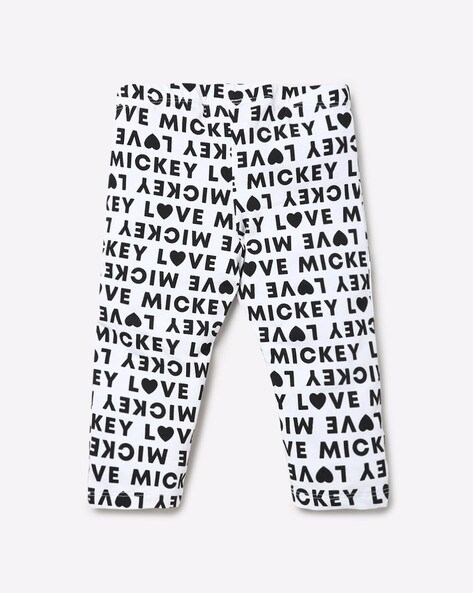 Mickey Mouse Print Leggings with Elasticated Waist