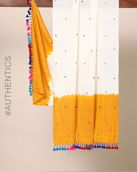 Kutch Handloom Dyed Mirror Work Pure Wool Shawl Price in India