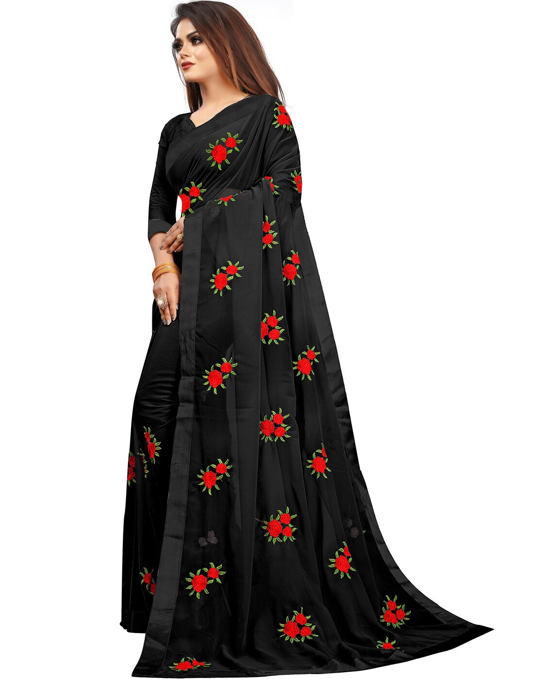 Buy Black Sarees for Women by Indianrang Online | Ajio.com