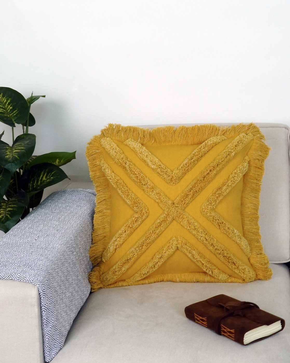 mustard pattern cushion