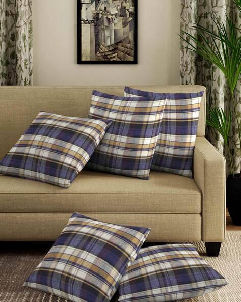 orange checked cushions