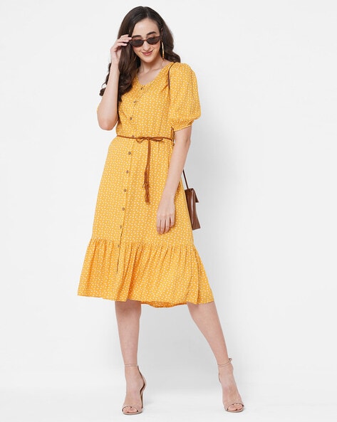 Buy Amazon Brand –Bhumante Western Dresses for Women | A-Line Knee-Length  Dress | Midi Western Dress for Women| Short Dress (Small, RED Wine) at  Amazon.in