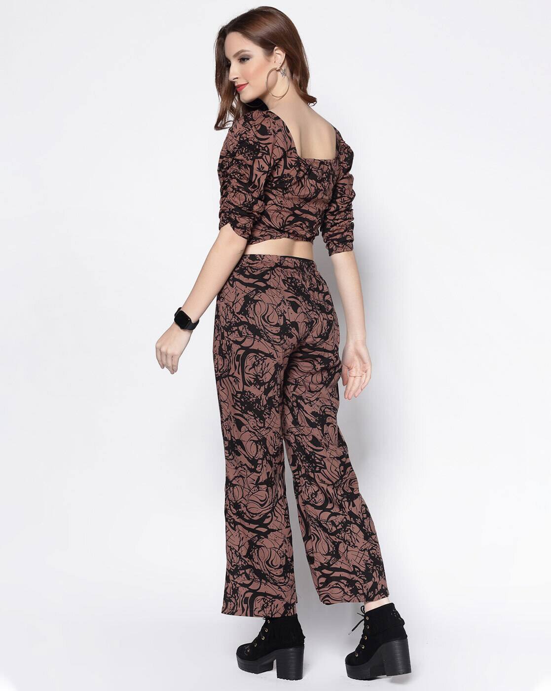 abstract print two piece outfit