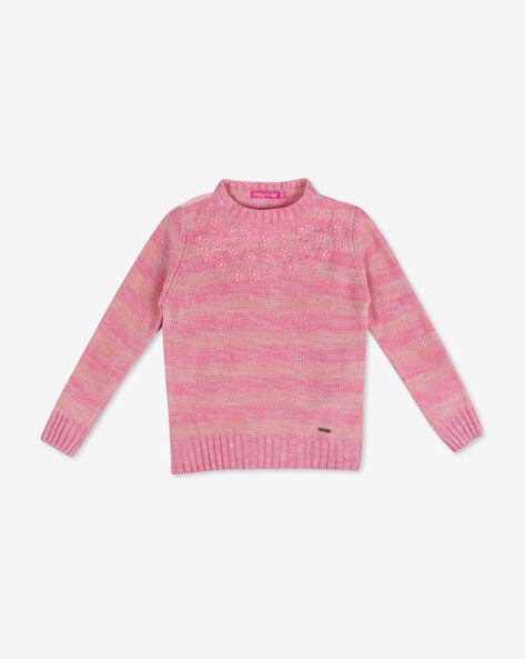 Wingsfield Striped Crew-Neck Sweater with Embroidery