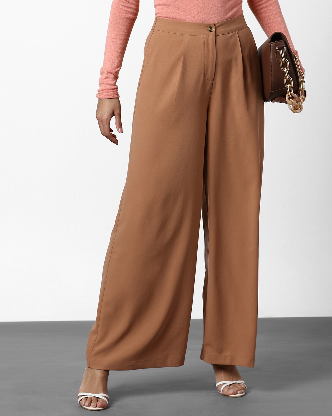 WIDELEG TROUSERS WITH PLEATS  camel  ZARA India