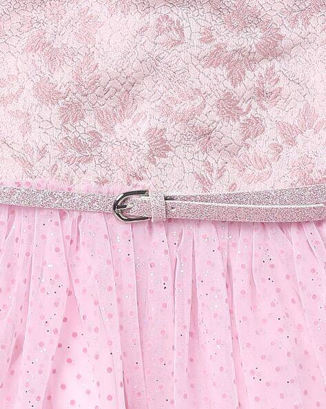 Jacquard A-line Dress with Waist Belt view 3