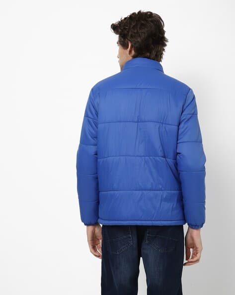 Slim Fit Zip-Front Puffer Jacket with Zip Pockets