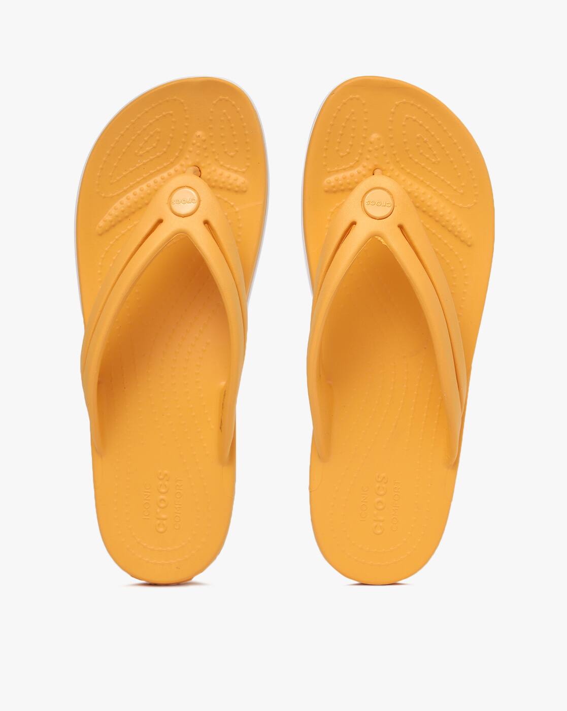 crocs orange flip flops