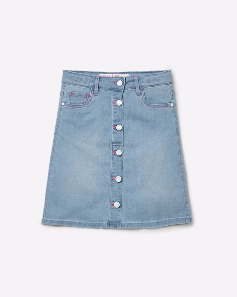 button front a line skirt