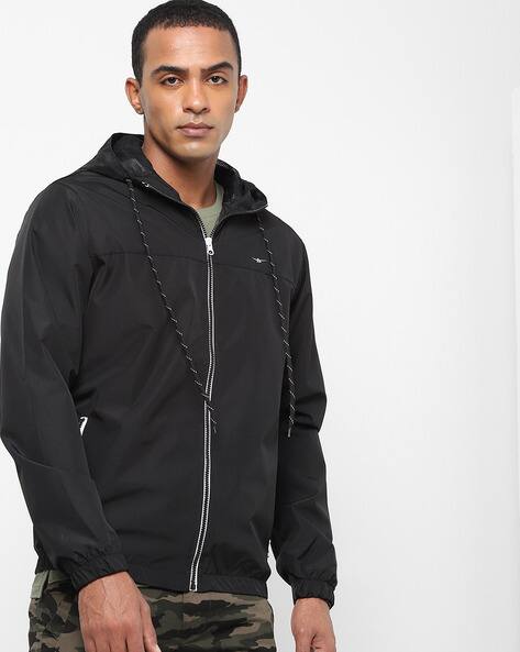 zip front hooded jacket