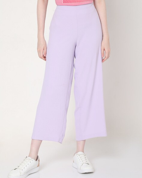 Buy Van Heusen Purple Cotton Mid Rise Trousers for Women Online @ Tata CLiQ