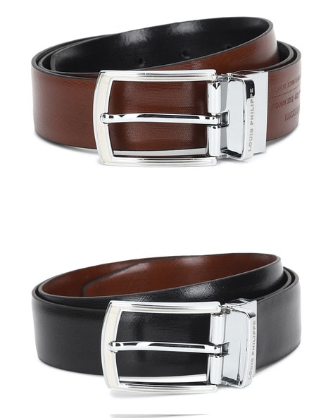 Buy Louis Philippe Men Genuine Leather Belt with Buckle Closure at