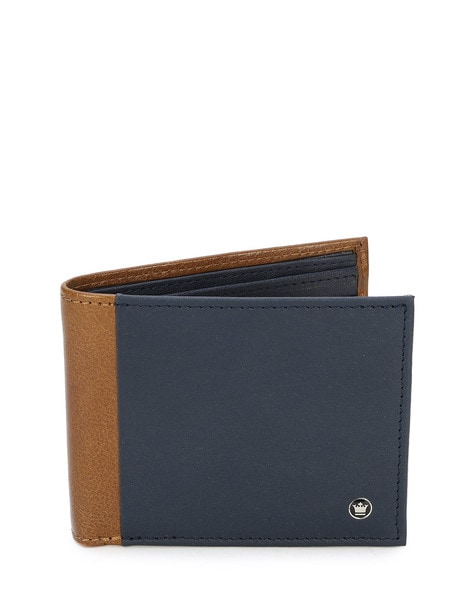 Buy Louis Philippe Men Blue Leather Bi-Fold Wallet Online at Low