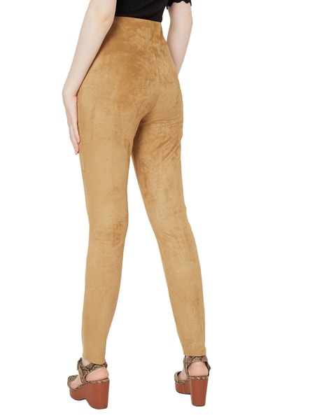 Vintage Suede Pants High Waist Straight Leg Lined Brown Pants Womens 26W X  43L  eBay