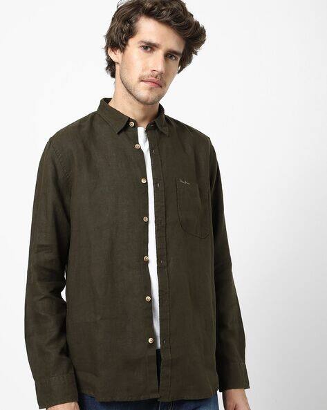 Buy Dark Olive Green Shirts for Men by 