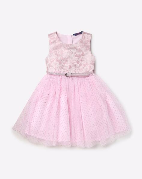Jacquard A-line Dress with Waist Belt