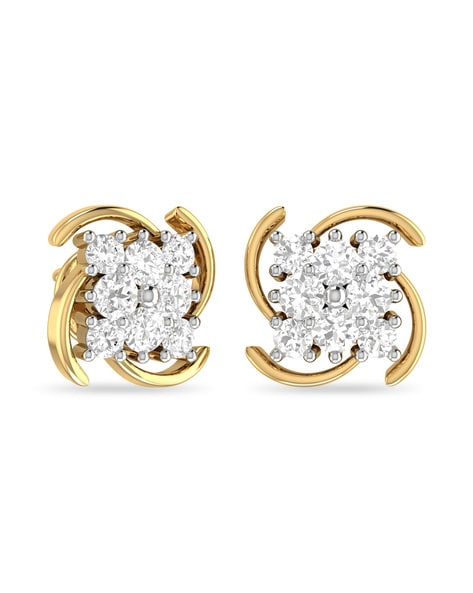 PC Jeweller The Pascal 18KT Yellow Gold and Diamond Stud Earrings for Women  : Amazon.in: Fashion