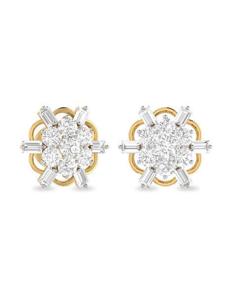 Pearl Diamond Flower Stud Earrings 14K Gold | LeMel – LeMel