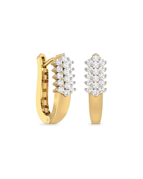 Estate Diamond 14K Yellow Gold Flame Earrings