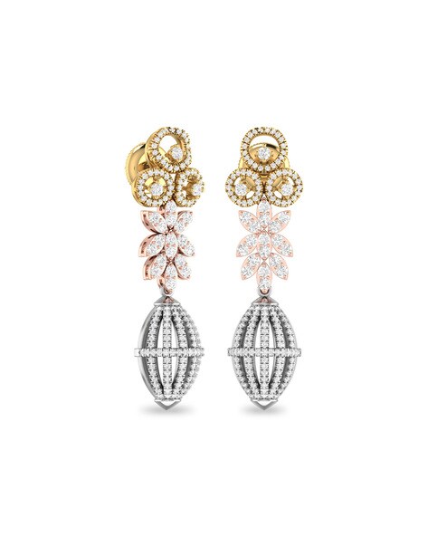 14K Tri-Tone Opal and Diamond Earrings - thegoldsmith