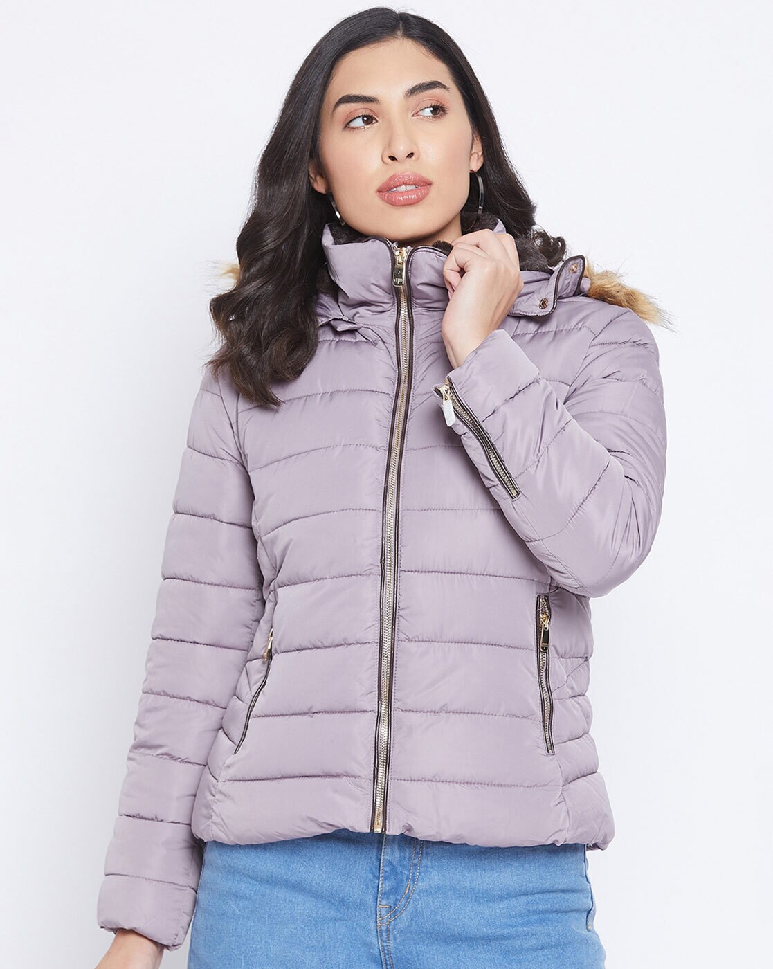 Buy Madame Women Peach Coloured Solid Padded Jacket - Jackets for Women  7726794 | Myntra