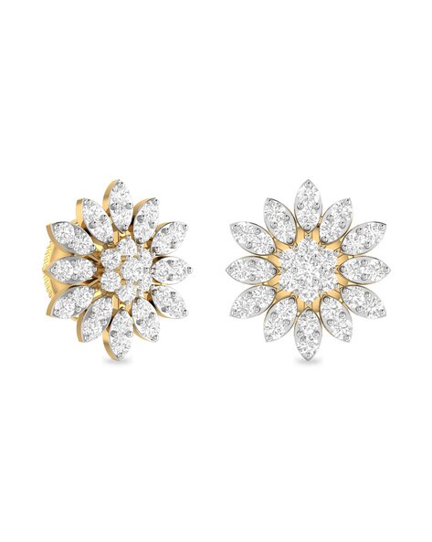 WHITE CZ DIAMOND LOOK GOLD PLATED STUDS – Sanvi Jewels