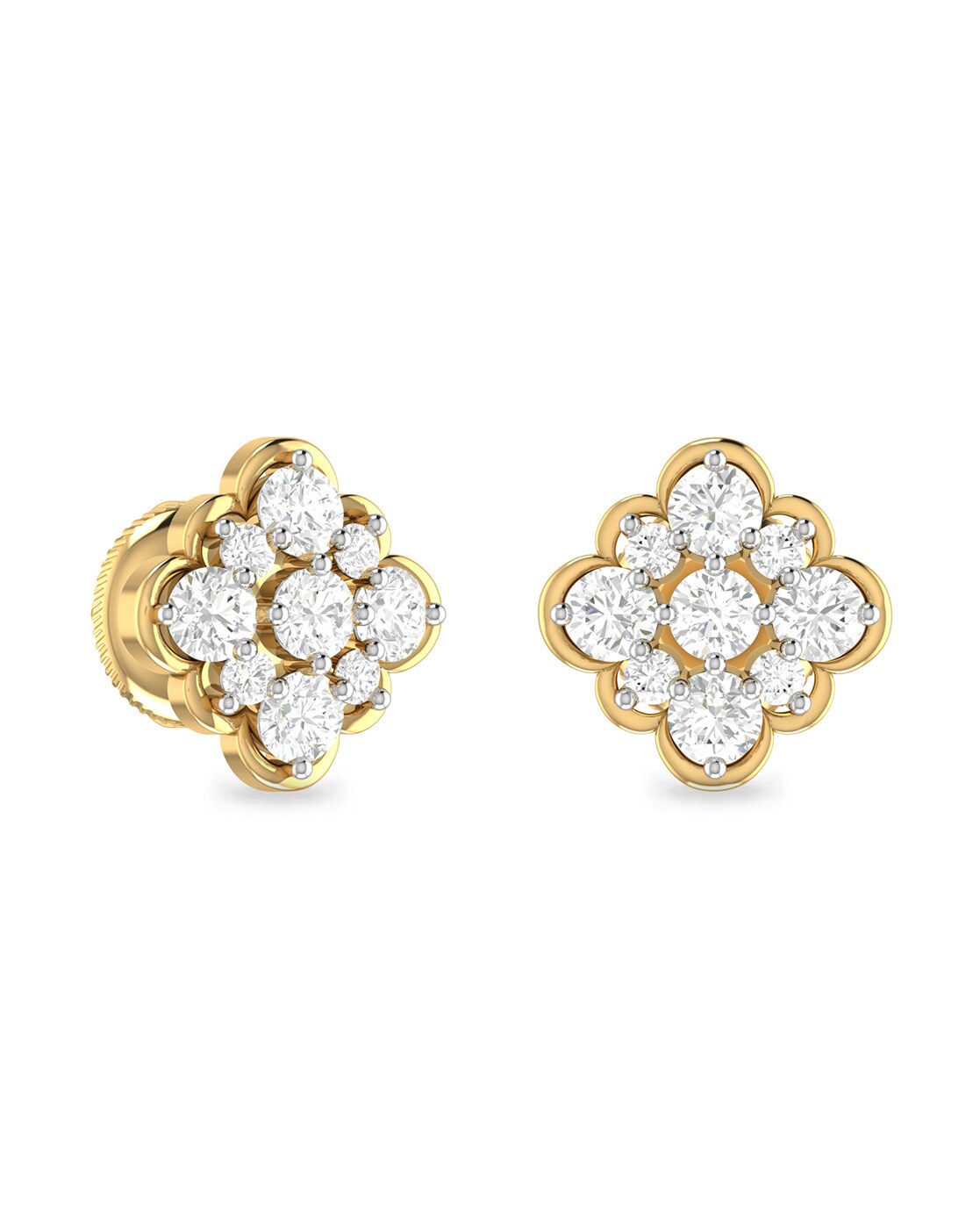 Buy Lyrical Yellow Gold and Diamond Earrings Online | ORRA