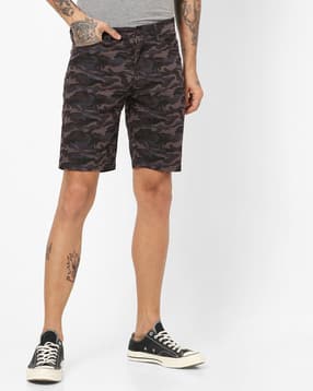 the indian garage co Camo Print Slim Fit City Shorts with 5 Pockets-picture-46