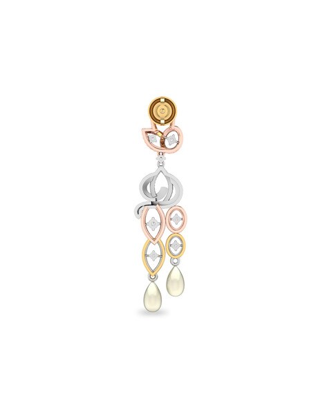 Russian Style Diamond hanging Earrings 18k E1318 - Anzor Jewelry