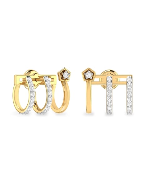 Stacked Baguette Diamond Huggie Earrings - Zoe Lev Jewelry