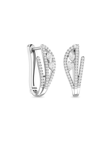 Dainty White Diamond Pave Huggie Earrings – STONE AND STRAND