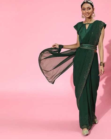 Buy Green Sarees for Women by Ethnic Junction Online | Ajio.com