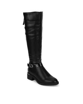 Knee-Length Boots with Buckle Closure-image-28