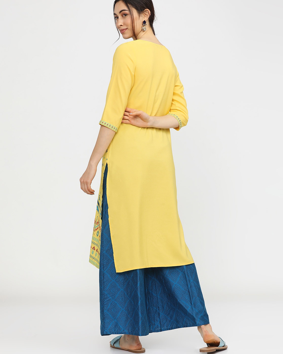 Yellow Chevron Kurti – Lakhina Couture