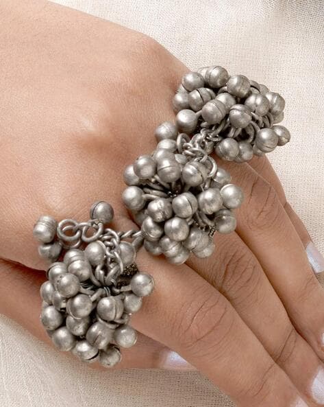 New Trendy Afgan Style Black Metal Oxidised Traditional Fancy with Ghungroo  Finger Ring For Women & Girls