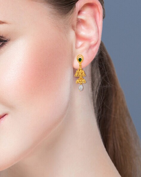 Pin by Arunachalam on gold | Gold earrings for kids, Black beaded jewelry, Gold  earrings models