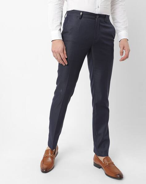 Slim Fit Flat Front Trousers with Insert Pockets