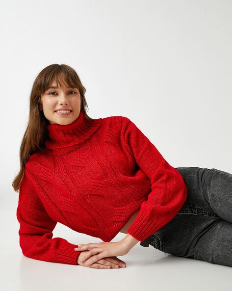 Red polo sale neck sweater