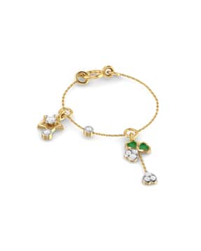 pc jeweller 4 Clover Leaf Yellow Gold Diamond Wristwatch Chain-picture-17