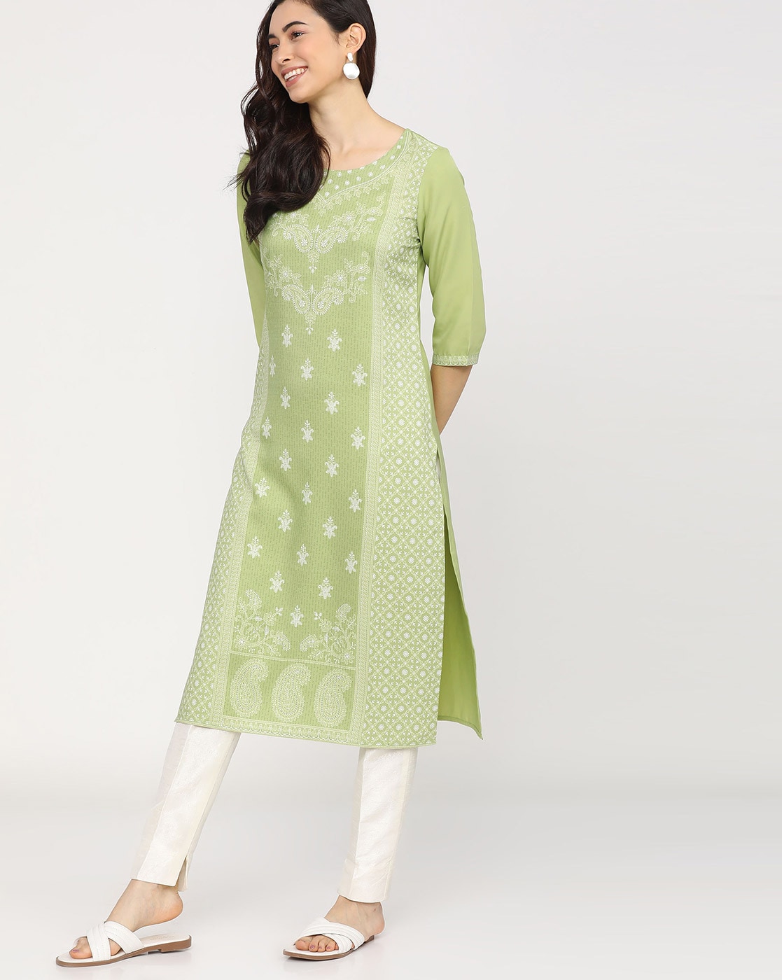Buy Online Silk Party Wear Kurti in Green  231273 
