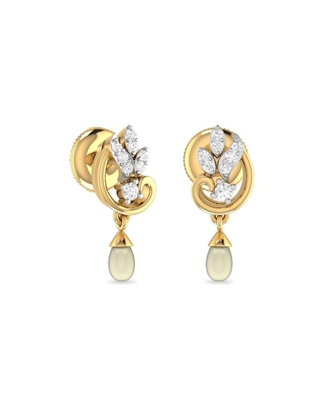 PC Jeweller The Marianne 18KT Yellow Gold and Solitaire Stud Earrings for  Women : Amazon.in: Fashion