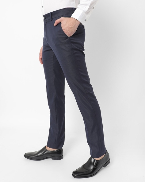 Slim Fit Flat Front Trousers with Insert Pockets