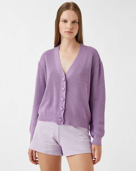 lilac button front cardigan
