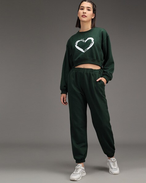 green cropped tracksuit