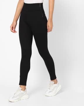 Buy Jet Black Leggings for Women by RIO 