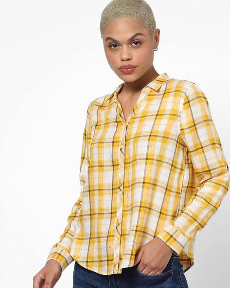 ladies yellow check shirt