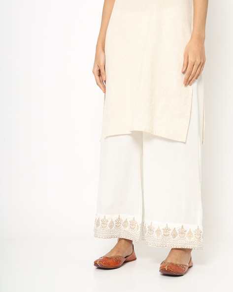 Buy White Embroidered Palazzo for Women Online from India's Luxury  Designers 2024