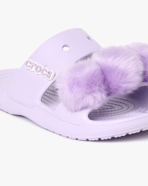 Purple crocs with on sale fur