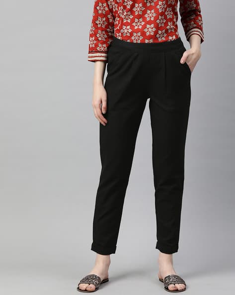 black straight pants for kurtis online