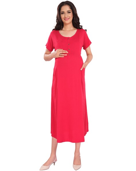 MORPH maternity Women A-line Red Dress - Buy MORPH maternity Women A-line  Red Dress Online at Best Prices in India